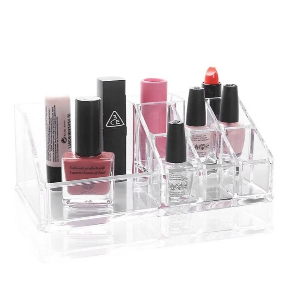 NEW Acrylic Cosmetic Organizer Beauty Vanity Makeup Holder Rectangular 9 Spaces